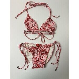 Planet Sea Girls Bikini Set Size 6 NWT Tropical Floral Halter Tie Brazil Swim